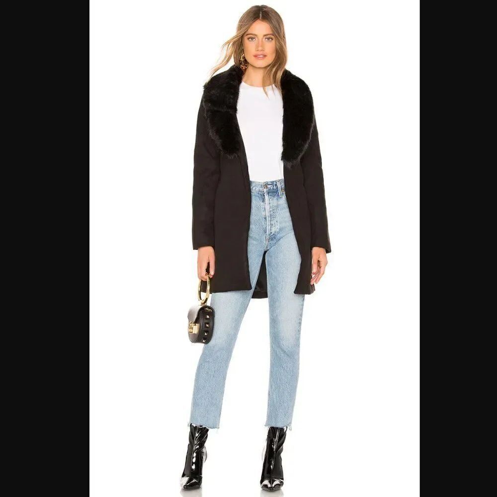 NWT by the way Natasha Fur Trench Coat | Size S